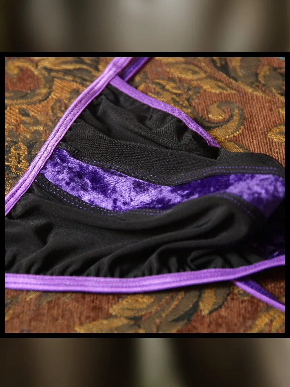 Mens Purple, Velvet Strip down Pouch Gstring Handmade